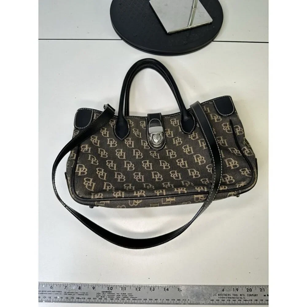 Dooney & Bourke Vintage Monogram Shoulder Bag Black & Gray - Picture 3 of 12